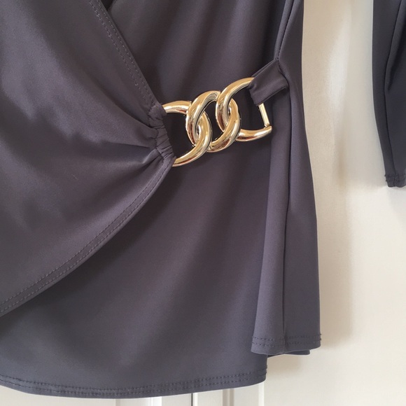 Faux wrap top with silver accent. Size S - Picture 2 of 4